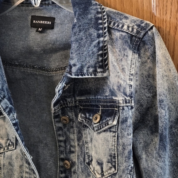 Ranbeeri Blue Stone Wash Denim Jacket 4 Pocket Button Snap Front Women’s M - Picture 5 of 14